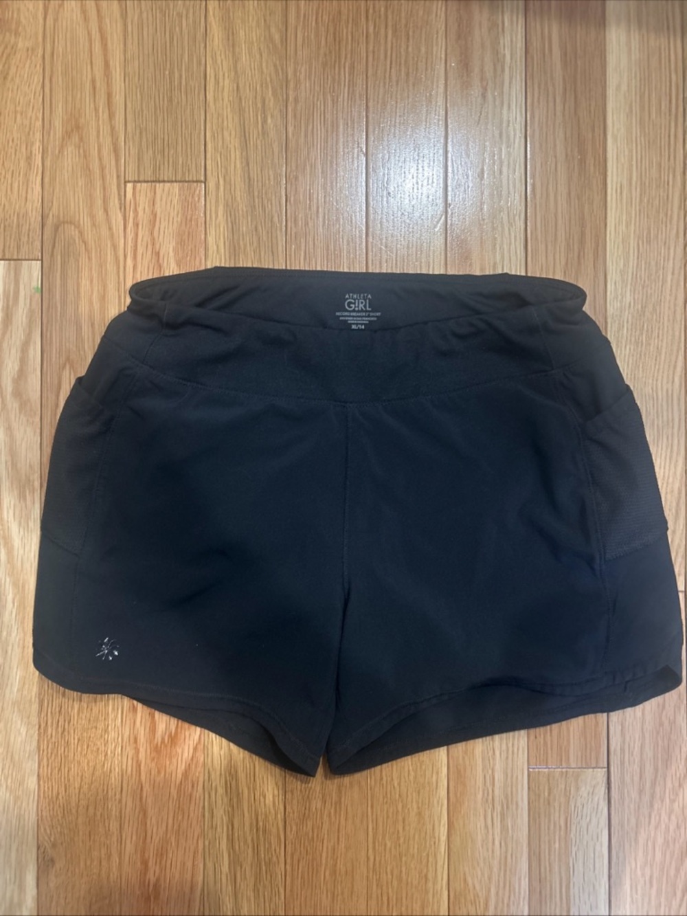 Athleta Girl 3” Running Shorts Black XL, 14 Athletic Lined Pockets Sports